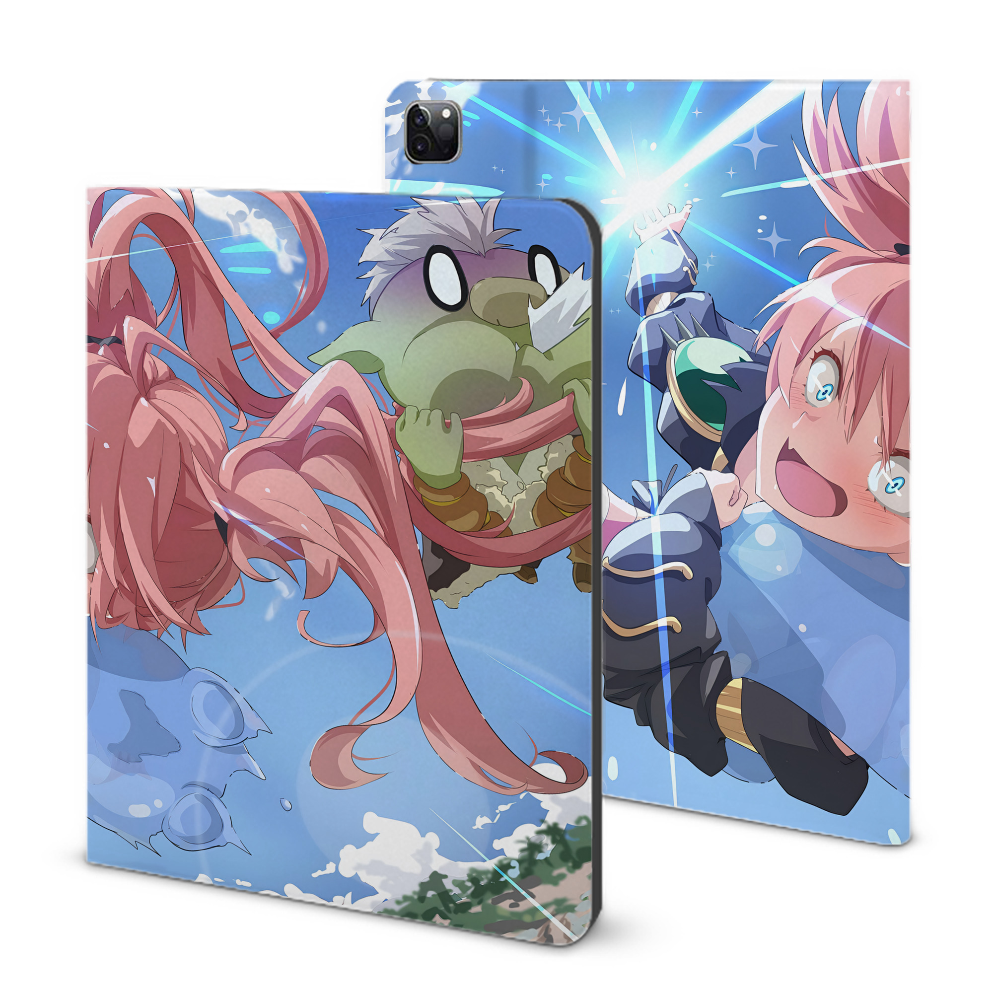 （画像用） 転スラ Regarding Reincarnated to Slime IPad ケース ブック型 PUレザー TPU 耐衝撃 軽量 薄型 ペン収納なし 全面保護 IPad 各モデル対応
